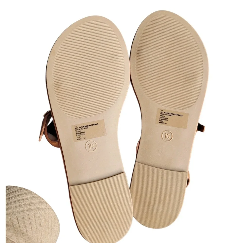 UNIVERSAL THREAD 10 Gold Brown Mildred Ornament Anle Strap Memory Foam Sandal